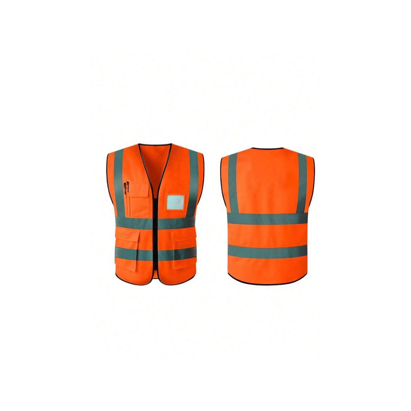 Chaleco Gabardina naranja c/3 bolsillos y reflectivo gris 5 cm ancho