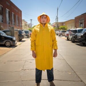 Capa de lluvia de PVC c/Pol, impermeable c/capucha desm)